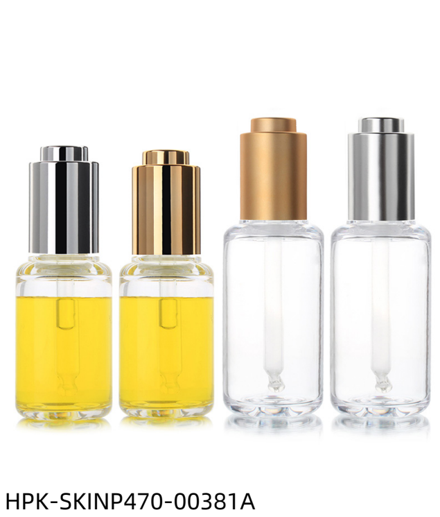 Round Shoulder Plastic Bottle with Metalized Push-button Pipette Cap